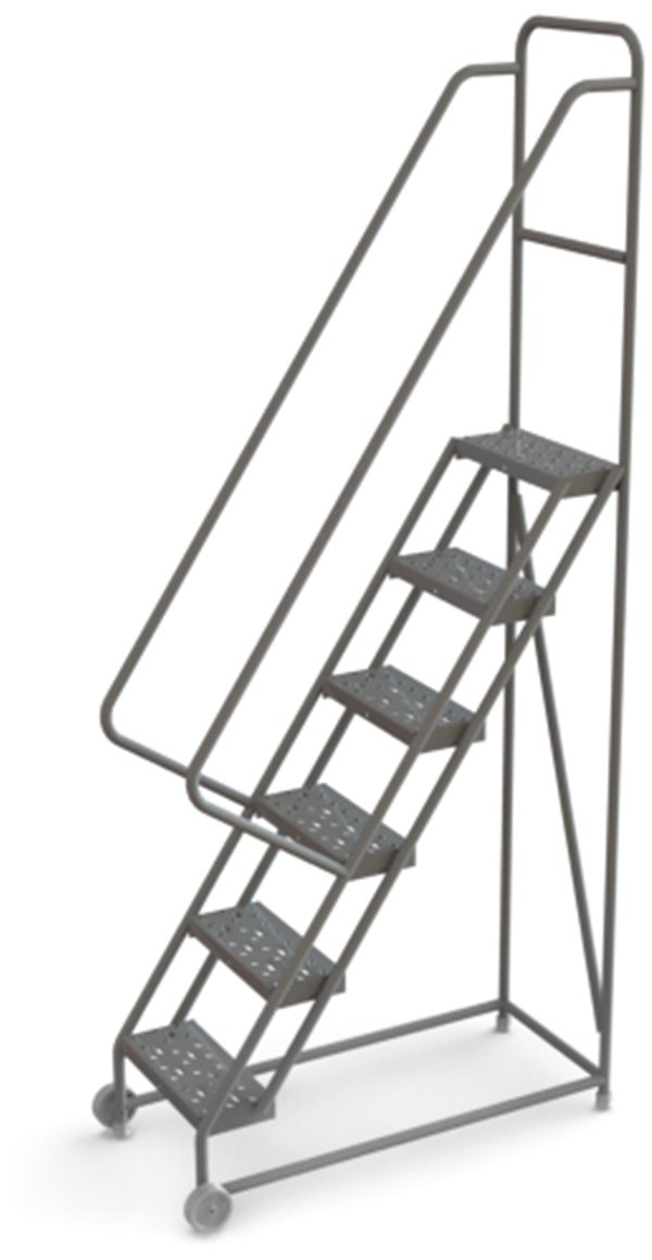 Tri-Arc KDTF103242 3-Step Tilt and Roll Industrial & Warehouse Steel Ladder with Grip Strut Tread, 24-Inch Wide Steps