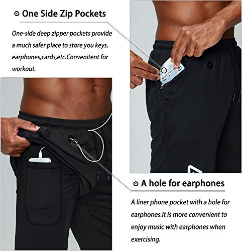 Pinkbomb Men's 2 in 1 Running Shorts Gym Workout Quick Dry Mens Shorts with Phone Pocket2