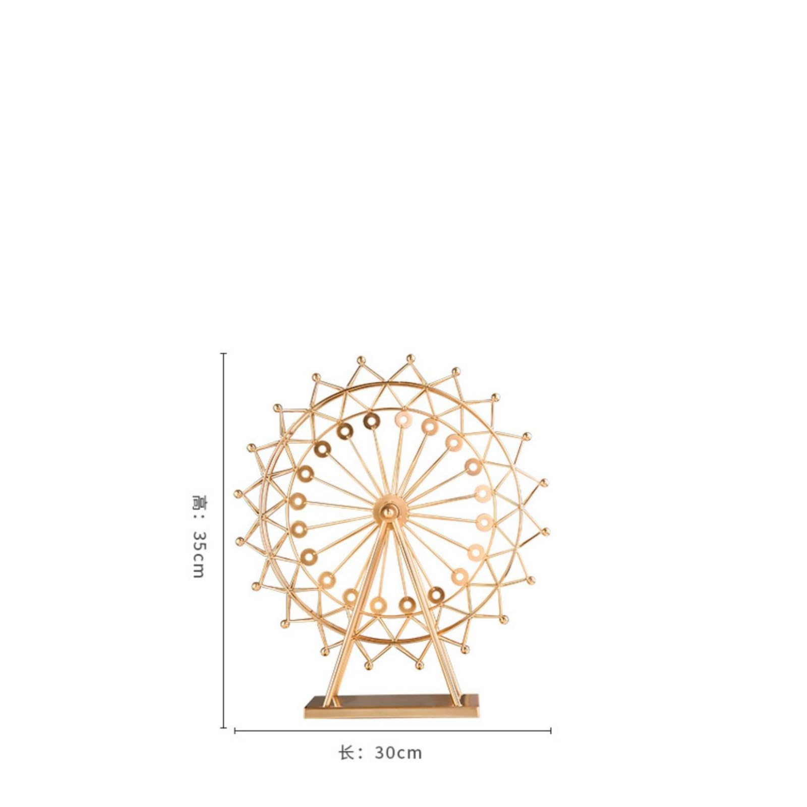 Ruota Panoramica Decorativa Scultura Ornamento Statua da Tavolo in Telaio Aperto E Cerchi Geometrici Base Rettangolare Stabile per Consolle Scaffali Ambienti Moderni Adatta a Salotto Ufficio