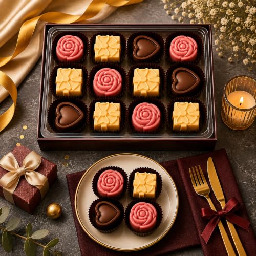 Image of 12 Pcs MIX Chocolate Gift Pack | Premium Handmade Chocolates | Dark, Milk & White Chocolate Gift Pack | Belgium Chocolate for Birthday Gift | Gift For Girlfriend, Boyfriend, Mother, Father, Kids