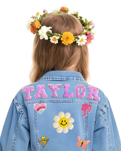 Personalized Kids Denim Jacket with Names, Custom Name Long Sleeve Toddler Jean Jacket, Kids Back to School Clothes, 1-8 Years Old Girl Boy Customized Birthday Christmas Gifts