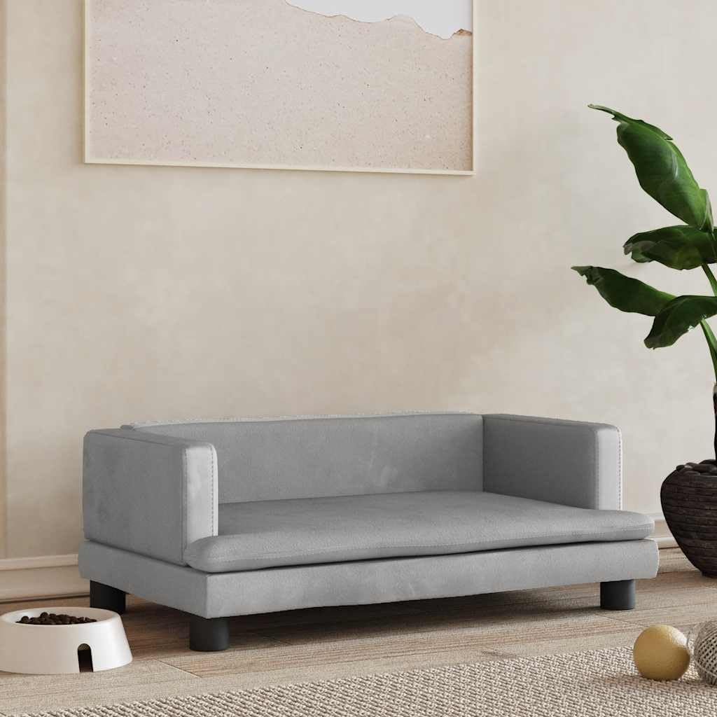 Cuccia per cani in velluto grigio chiaro con superficie di appoggio da 80 x 45 x 30 cm, morbido divano per cani con fondo antiscivolo, delicato sulle articolazioni e comodo, per cuccioli