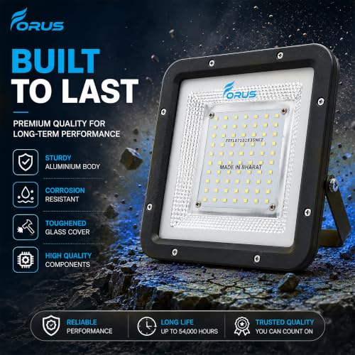 Image of Forus 50W Blue Color Flood Light Outdoor LED Waterproof Decorative Focus Lamp for Home Garden Events Security Terrace Landscape Pathway Building Festival Stage Party Celebration Lighting - 1 Pc