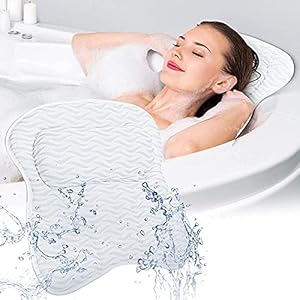 Badkussen, badkuip kussen, nek badkussen, whirlpool kussen badkuip met 7 zuignappen voor ontspanning van het hoofd in badkuipen, whirlpools