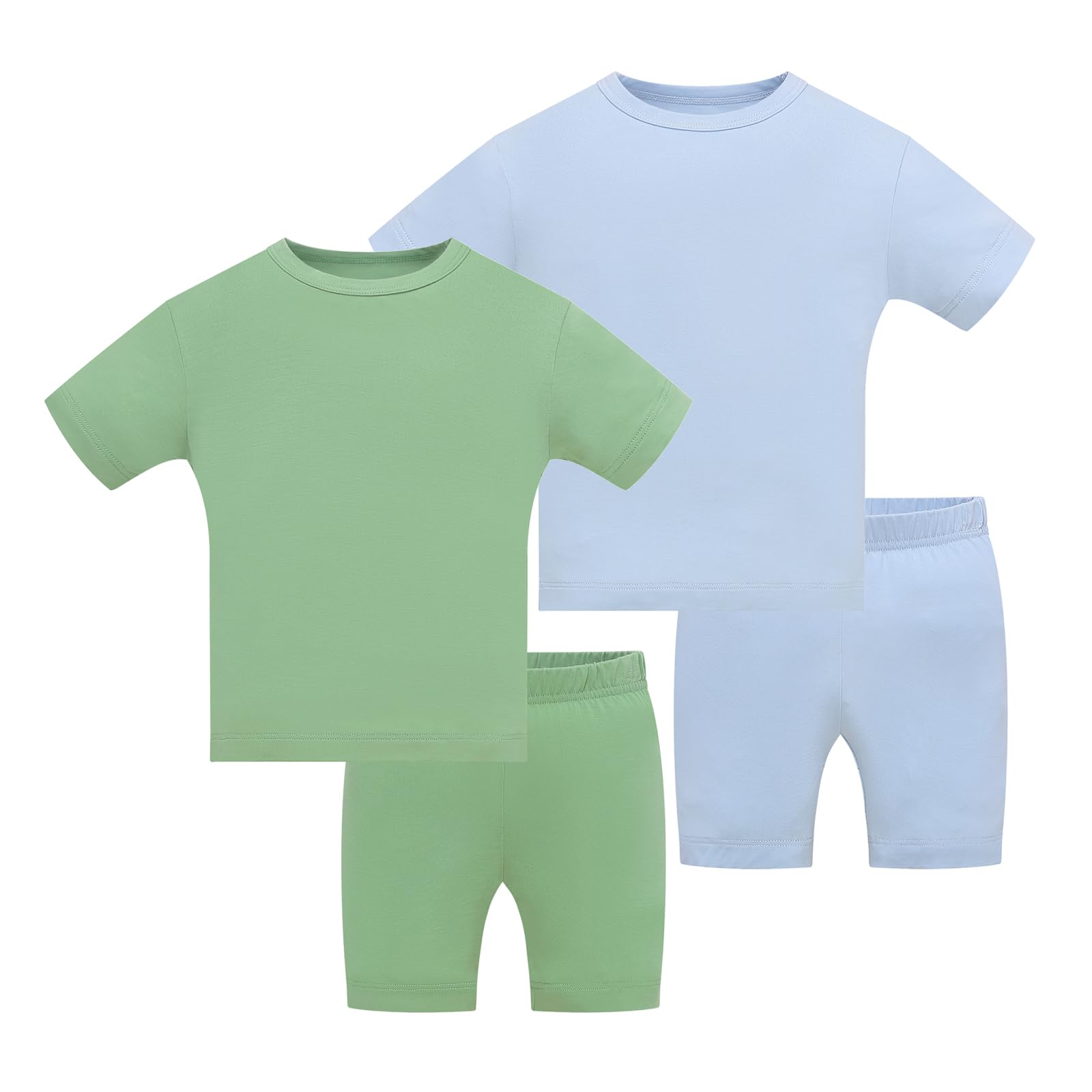 JunNeng Baby Toddler Rayon from Bamboo Pajamas Sets,Kid Boy Girl Solid Snug Fit Short Sleeve Summer Sleepwear