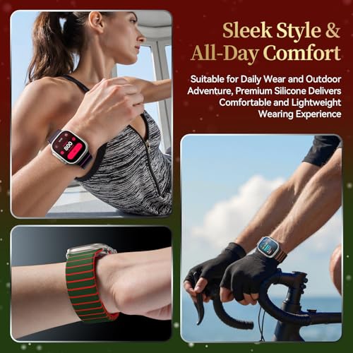 Image of X-it Magnetic Watch Band for Apple Watch Ultra 49mm, 46mm /45mm /44mm, Silicone Sport Strap with Strong Magnet for Men and Women, Compatible with Apple Watch Series 11 /10 /9 /8 /7 /6 /5 /4 /3 /2 /1 and SE