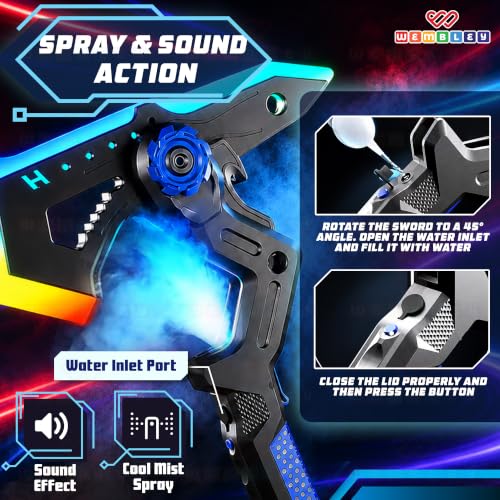 Image of Wembley LED Light Up 2-in-1 Sword & Axe Toy for Kids | Transforming Sword Axe with Sound, Vibration & Smoke Effect | Type-C Rechargeable Anime Roleplay Toy for Boys & Girls 3+ Years
