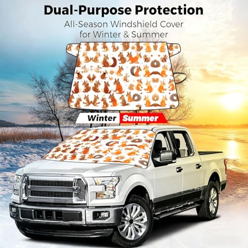 Protector de escarcha para coche con diseño de ardillas y cubrellantas 7