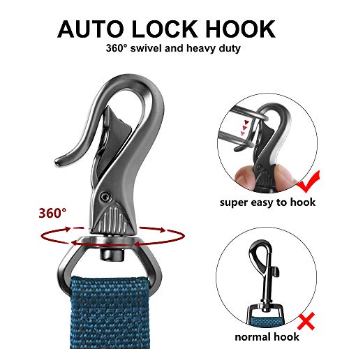 Twoear 4Ft 1In Strong Blue Dog Leash With 2 Padded Handles, Traffic Handle Extra Control, Comfortable Soft Dual Handle, Auto Lock Hook, Reflective Walking Lead For Small Medium And Large Dogs #TOP2