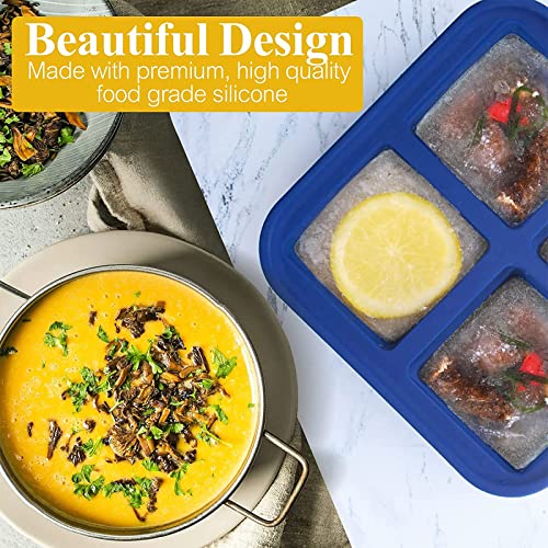 Kinggrand Kitchen 1 Cup Silicone Freezer Molds 2 Pack Silicone Freezer Tray with Lid Make 8 Perfect 1-Cup Portions - Easy Release Molds for Food Storage & Freeze Soup, Broth, Stew or Sauce - Thumbnail 5