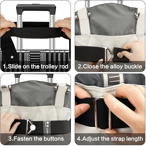 Image of 2-in-1 Luggage Straps for Suitcases Travel Belt Luggage Straps Add a Bag Adjustable Suitcase Straps Over Handle Travel Belt for Carry On Bag with Alloy Buckle Elastic Belt Travel Essential Accessories