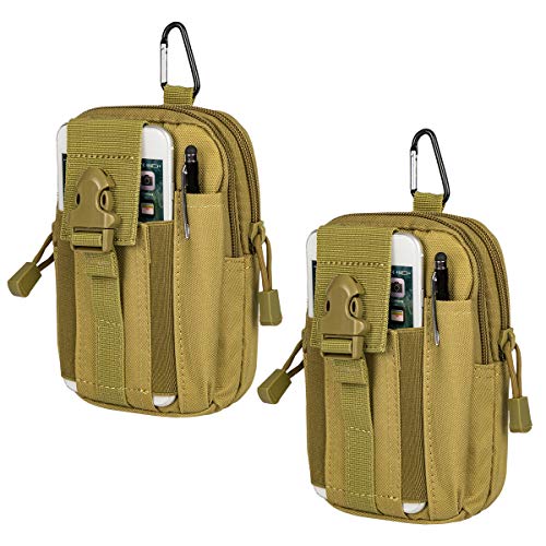 IronSeals 2 Pack Tactical Molle Pouch Compact Multipurpose Utility Gadget Belt Waist Bag with Phone Holster for iPhone 13 Pro Max/13 Pro/13/12 Pro Max/12 Pro/12/11 Pro Max/Xs Max/XR/X