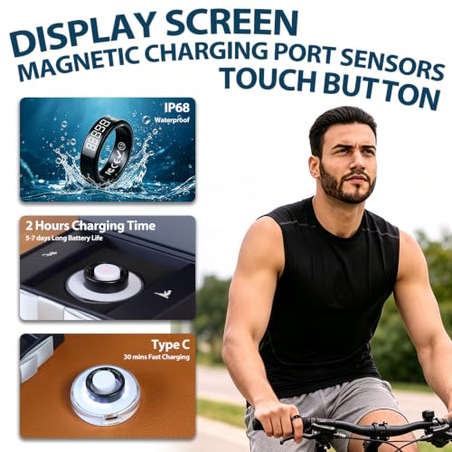 Image of XG.&co Muslim Islamic Zikr Tasbih Smart Ring IP68 Waterproof Fitness Tracker Tasbih Counter Tasbeeh Counter Prayer Reminder Fajr Tracker Sleep Monitor Multi-Sport Magnetic Type C Gift