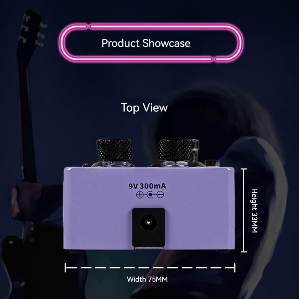 Efecto de bloque único R7X2, pedal de reverberación estéreo de clavijas dobles, efecto de guitarra eléctrica
