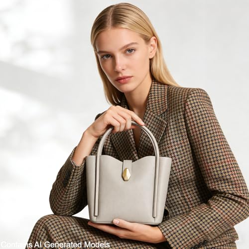 Bolso Hobo de Cuero para Mujer Beige miniatura 2