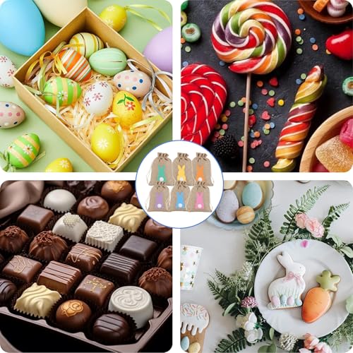 24 Stück 15x10 cm Ostertüten zum Befüllen, Jutebeutel Osterbeutel mit Kordelzug, Braun Jute Hasen Geschenktüten für Ostern, Ostertüte für Party Ostereiersuche Dekoration