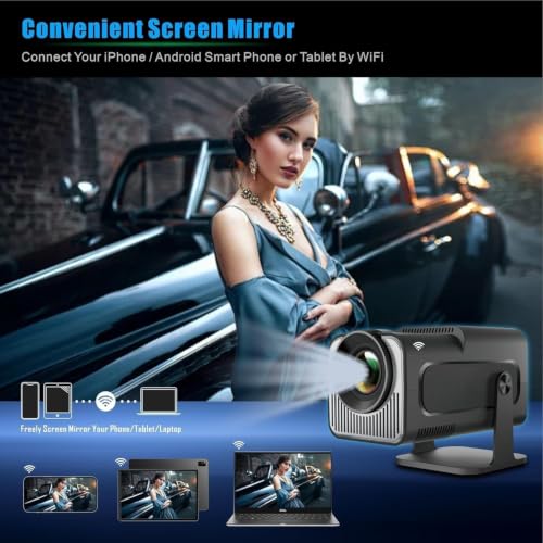 Image of Mini Projector with Wifi 6 and Bluetooth5.4, Portable Projector 4K Support, Android 14 Smart Proyector with 200ASIN & Auto Keystone, Alwtniet HY320 Mini Small Proyector for Bedroom, Movie, Outdoor for Kids and Adults.R2