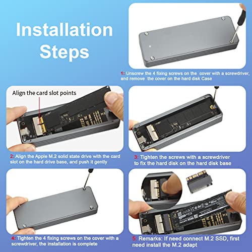 Image of USB C 3.2 MacBook SSD Enclosure for 12+16 PIN Air /Pro, Aluminum M.2 NVMe Adapter Support MacBook, Mac Pro, iMac from 2013 to 2017