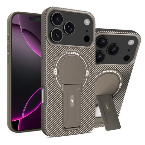 Coque silicone iPhone 14 Pro Max marron avec support béquille pliable ultra fin