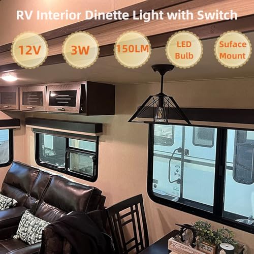 Vintage-Style 12V RV Dinette Ceiling Light Fixture