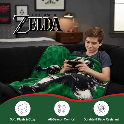 Image of Franco Legend of Zelda Hero Link Throw Blanket Video Game-Green Hyrule,Soft Cozy Decorative Blanket-Couch, Bed or GamingRoom(100% Officially Licensed Product) Collectibles,46 in x 60 in (Pack of 6)