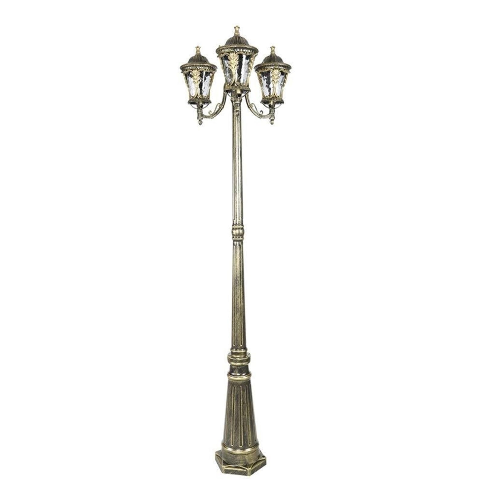 QUSYZD Solar Post Lights Outdoor Lamp Post Light, Coutyard Glass Lantern E27 3-Lights Retro Outdoor Street High Pole Column Lamp European Antique Ip54 Waterproof Garden Pillar,