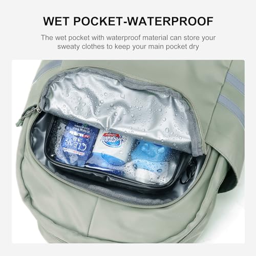 Gym Backpack for Women with Shoes Compartment & Wet Pocket, Large Travel Backpack Waterproof, Sports Backpack Gym Bag,Green4