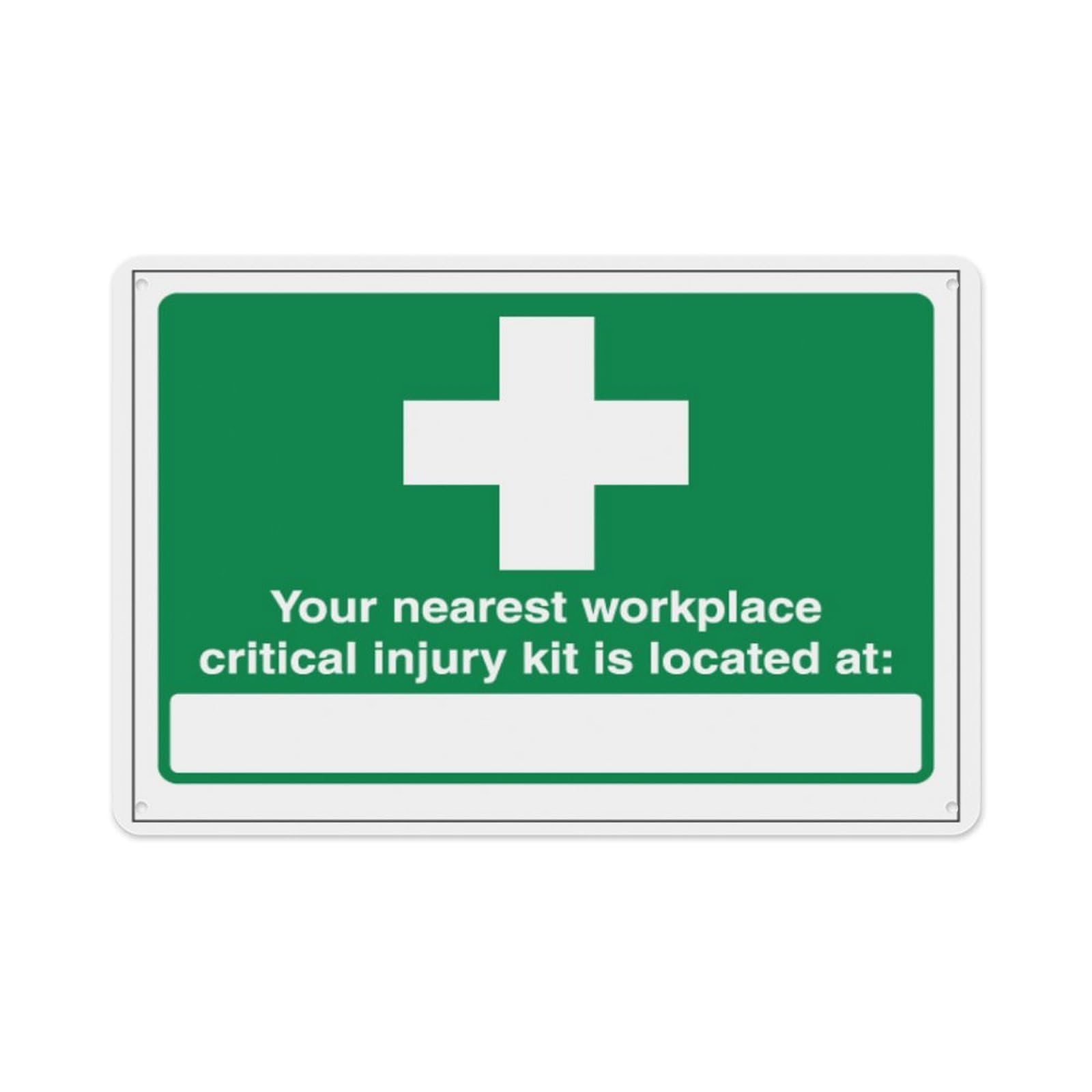 peiyeety The Nearest Workplace Critical Injury Kit Is Located - Call 999 Aluminum Tin Warning Signs For Home Outdoor Garden 8X12 Inches