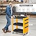 3 Tier Rolling Tool Cart on Wheels, Mechanic Storage Organizer, Rolling Work Cart with Pegboard for Garage, Workshop, Warehouse (Black&Yellow)