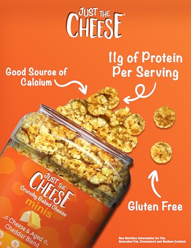 Image of Just the Cheese Minis - Cheese & Aged Cheddar Blend Crisps, 12 oz Jar, Delicious Low-Carb Lifestyle Protein Chips, High-Protein, Gluten-Free Crisps, Keto-Friendly, Zero Sugar, Perfect Snack for Adults
