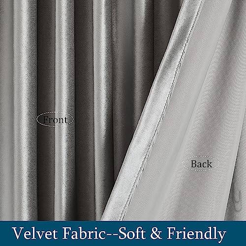 Image of PRIMROSE Light Grey Curtains 90 inch for Living Room,2 Panels Drapes Blackout Rod Pocket Back Tab Window Treatment Room Darkening Thick Decorative Curtains for Bedroom