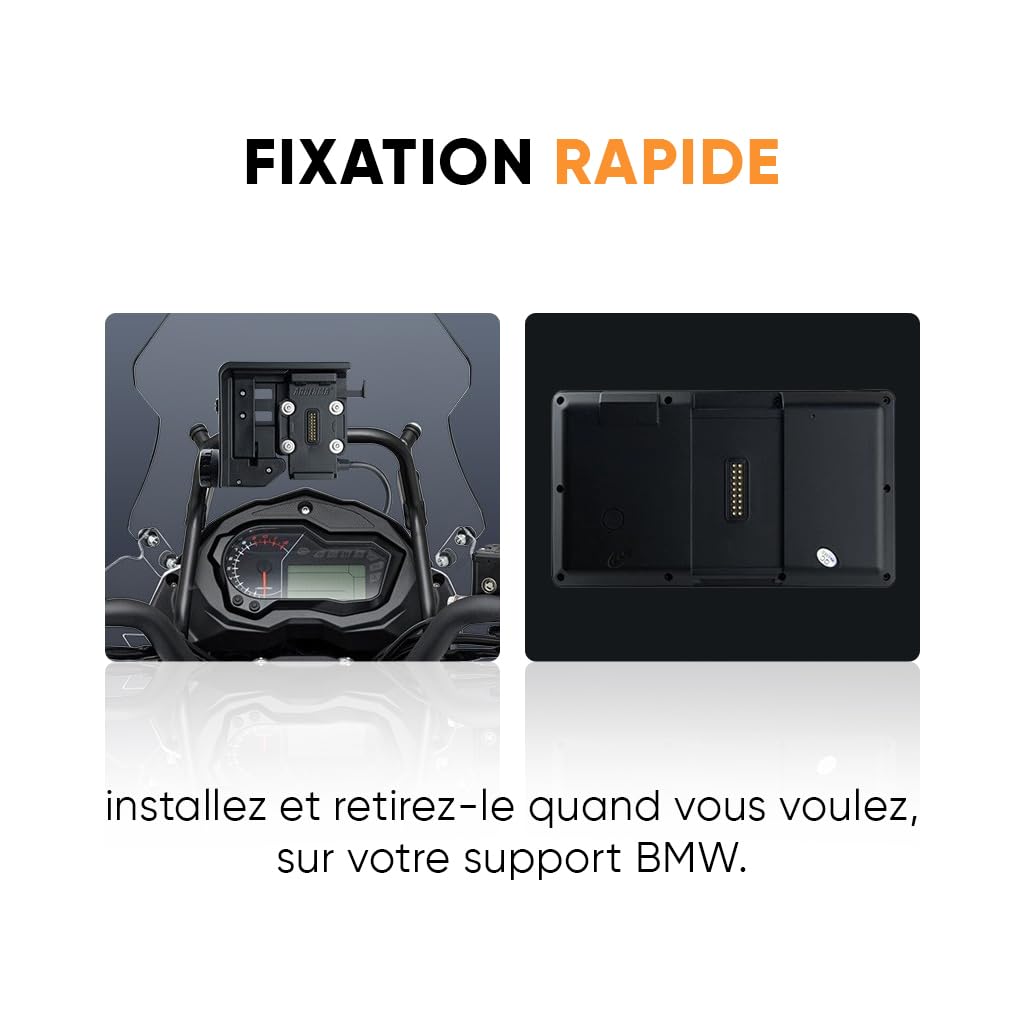 Kraft 5.5 Système Intelligent pour Motos BMW, Écran 5,5 Pouces, CarPlay/Android Auto, Navigation GPS Waze/Maps, Plug & Play, Contrôle Molette BMW