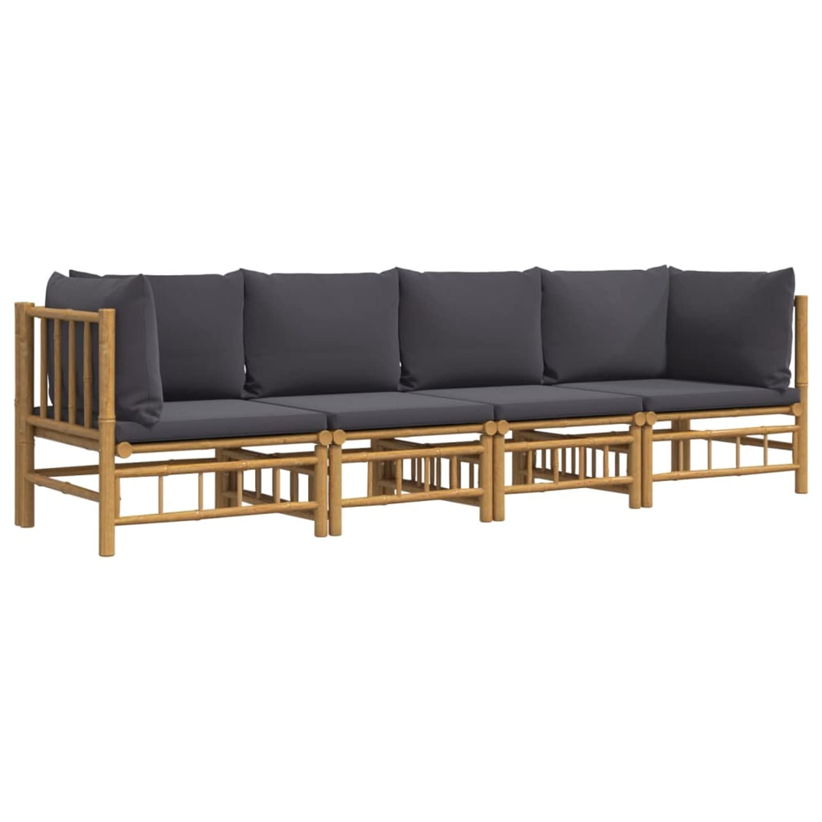 Set de Muebles de jardín 4 Piezas bambú con Cojines Muebles Jardin Exterior Conjunto terraza Exterior Conjunto de Jardin Exterior Gris Oscuro