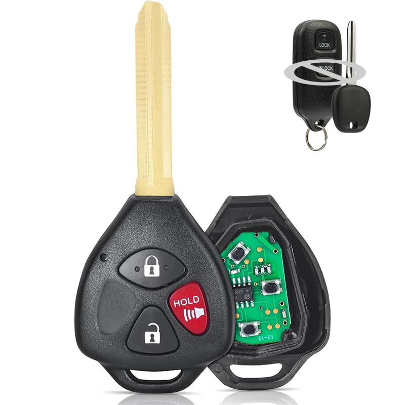 Beefunny Upgraded Remote Key Fob for Toyota Highlander Tacoma FJ Cruiser Prius 2001-2007 Car Key 3 Button 315MHz FCC: HYQ12BBX HYQ12BAN 4D67 Chip