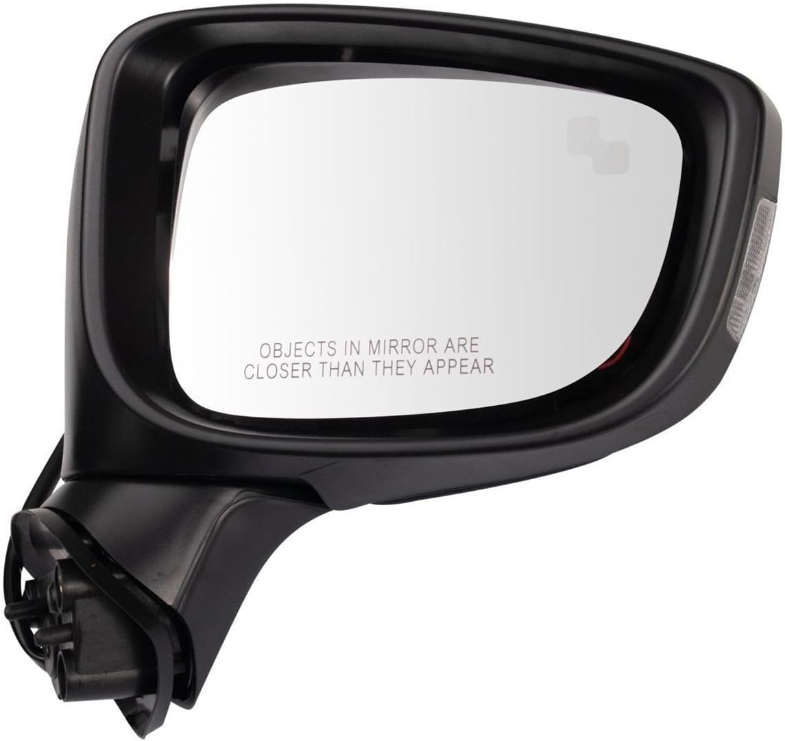 Mirror Power Heated Turn Signal Blind Spot Paint to Match Black Textured Right Clear Curved Electric for Mazda 3 Sv 14-15 & for GS/for GT/for Sport/S/I 203-10205