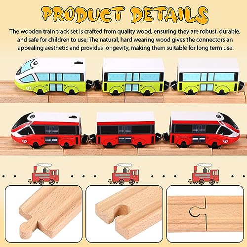 liliful pack of 8 wood train track expansion packs compatible with most train tracks 2 sizesmixed straight