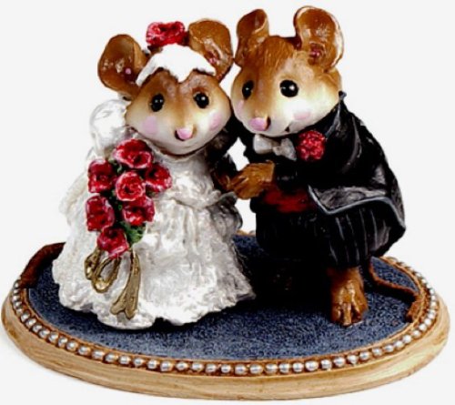 Wee Forest Folk M-200 The Wedding Pair (Red Flowers) Cake Topper