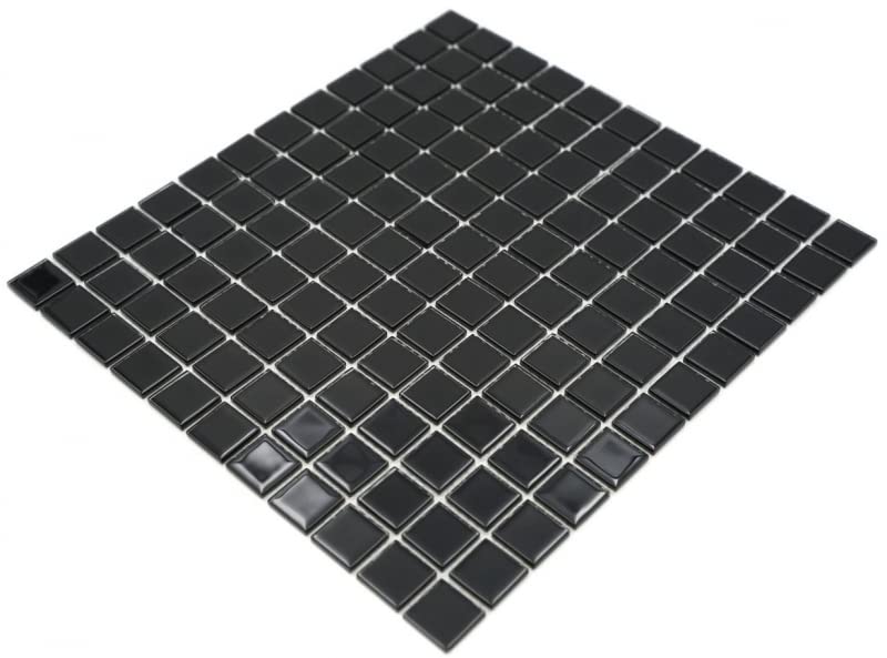 MOS60-0304 - Azulejos de mosaico de cristal traslúcido, color negro