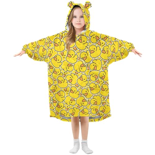 Sletend Wearable Blanket Hoodie Cute Yellow Duck Hoodie Blankets Sweatshirt for Girls Boy Super Soft Warm Cozy Oversized Blanket Hoodie with Pocket,Large