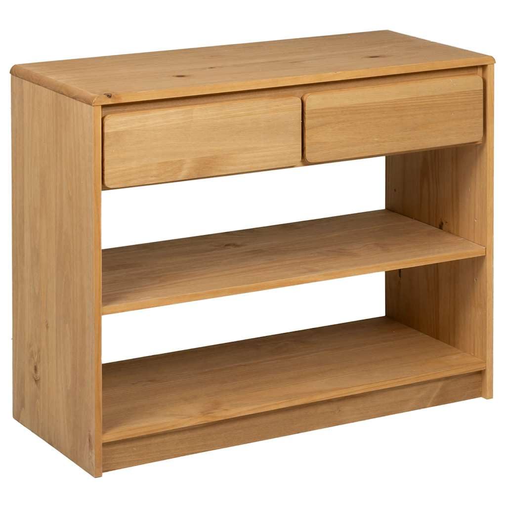 Mesa consola clásica de madera de pino en imitación de roble con espacio de almacenamiento, mesa consola 89