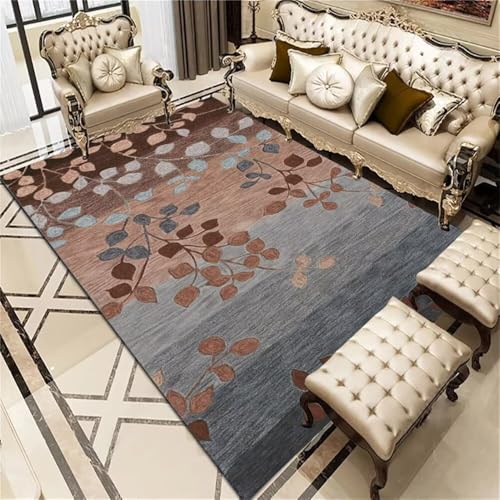 Tapis de couloir floral marron et bleu gris pour chambre garçon