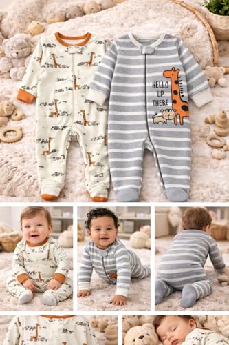Image of TuddyBuddy 100% Cotton Multi Color Zipper Romper Sleepsuit /Romper /Jumpsuit for Baby Boy & Baby Girl