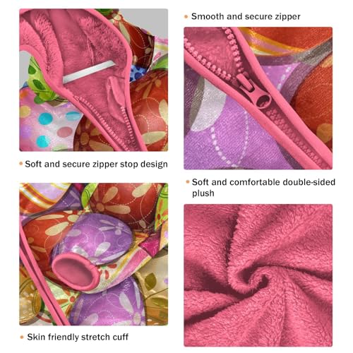 OTVEE Happy Easter Colorful Eggs Kids Hoodie Jacket Fall Spring Full Zip Warm Outwear Hooded Coat3