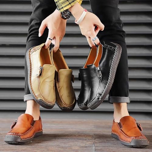 Men's Loafers Zipper Sliding Cover Walking Outdoor Office Driving Shoes3
