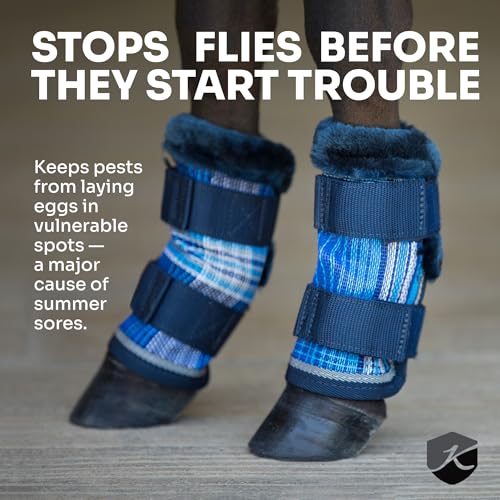 Image of Kensington Protective Products Horse Fly Boots - Fleece Trimmed - Stay-Up Technology - Protection from Insect Bites and UV Rays - Sold in Pairs (2 Boots)