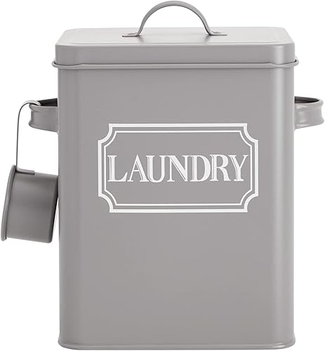 Miniatura 8 de Contenedor de almacenamiento de detergente para ropa para cápsulas y polvo, recipiente gris con cuchara para lavadero (7 x 9.2 x 6.3 pulgadas)