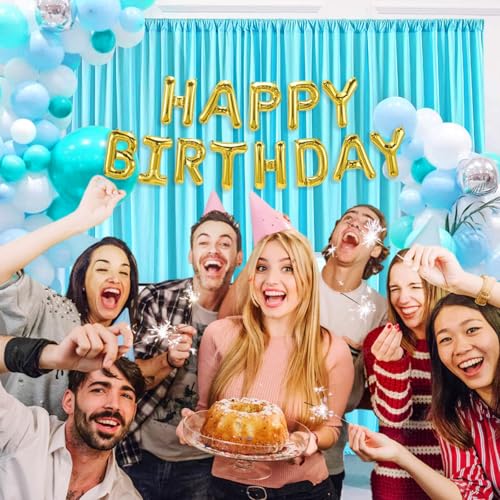 Image of 10 x 7 Feet Sky Blue Backdrop Curtain for Partie, Background Curtains for Photoshoot, Birthday, Wedding, Halloween, Thanksgiving, Christmas, New Year Party Decorations 5Ft x 7Ft, 2 Panels