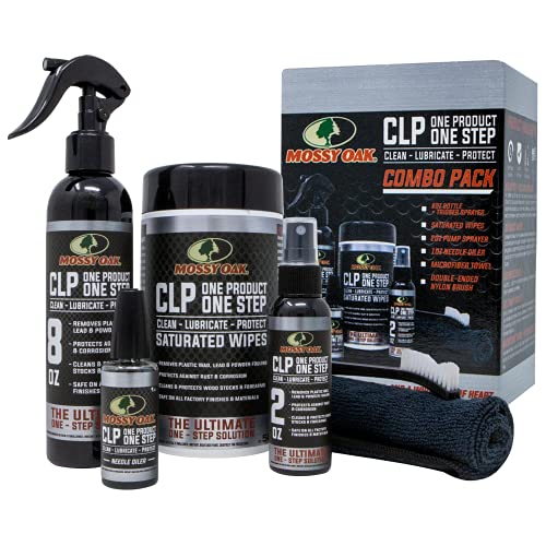 Mossy Oak CLP Gun Cleaning Oil Bundle Box w Accessories OneStep Gun Cleaner and
