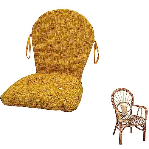 Cojín para sillón silla big sol de mimbre y bambú fantasía mostaza