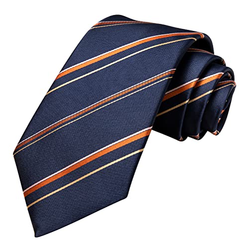 Image of Hi-Tie Men Silk Ties Set with Flower Lapel Pin Necktie Pocket Square Cufflinks for Tuxedo Wedding Business